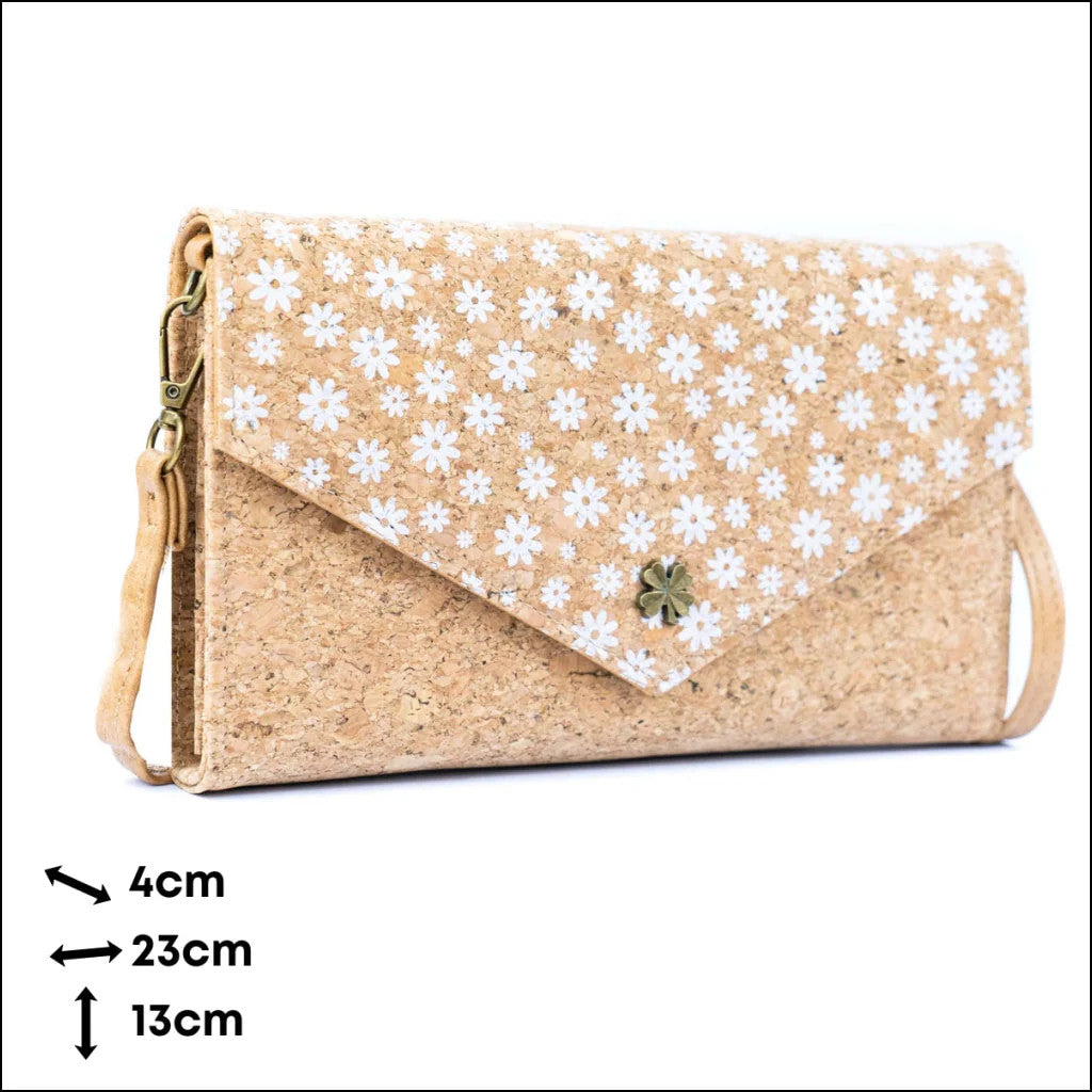 DeCarbonize Damen Kork Crossbody Geldbörse mit Schultergurt Handyhalter aus Kork Veganes Leder Portemonnaie