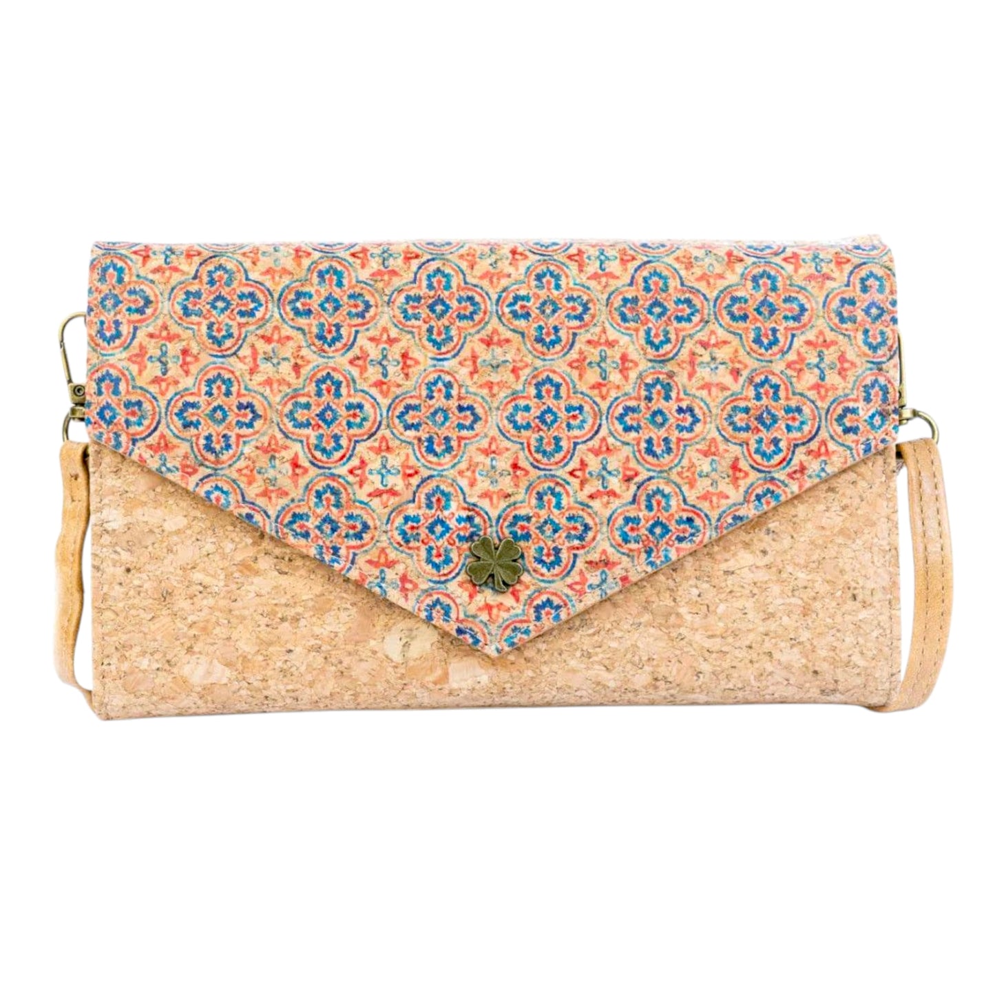 DeCarbonize Damen Kork Crossbody Geldbörse mit Schultergurt Handyhalter aus Kork Veganes Leder Portemonnaie