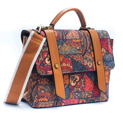 DeCarbonize Kork Handtasche Damen Mini Kurier Vintage-Design, Crossbody, Henkeltasche Vegan Leder Nachhaltig