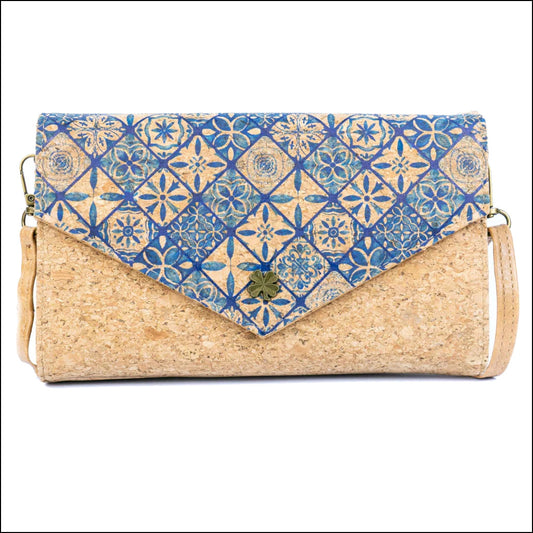 DeCarbonize Damen Kork Crossbody Geldbörse mit Schultergurt Handyhalter aus Kork Veganes Leder Portemonnaie