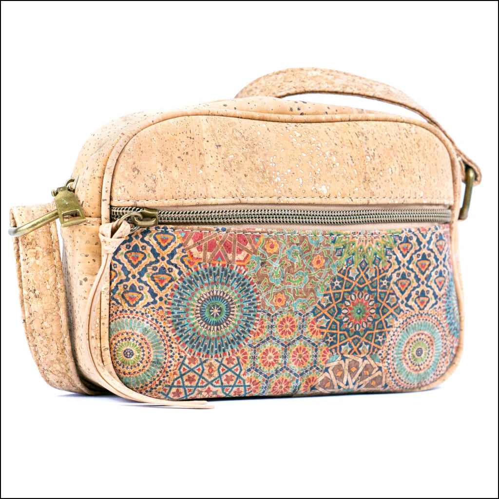 DeCarbonize Damen Crossbody Handtasche aus Kork Clutch mit Riemen Vegan Leder Nachhaltig