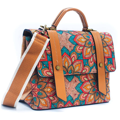 DeCarbonize Kork Handtasche Damen Mini Kurier Vintage-Design, Crossbody, Henkeltasche Vegan Leder Nachhaltig