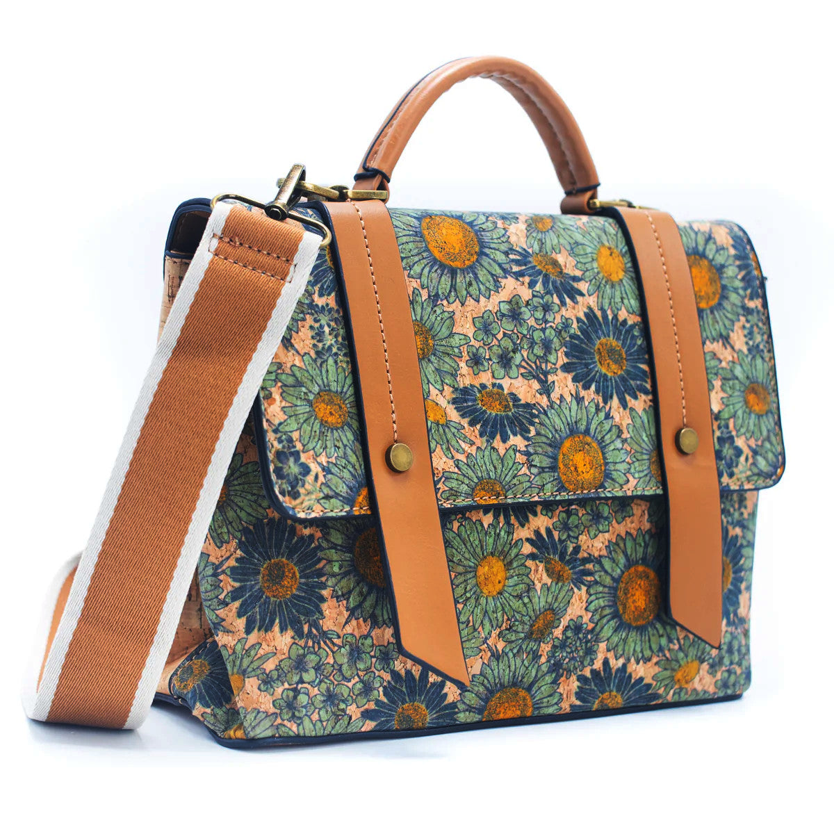 DeCarbonize Kork Handtasche Damen Mini Kurier Vintage-Design, Crossbody, Henkeltasche Vegan Leder Nachhaltig