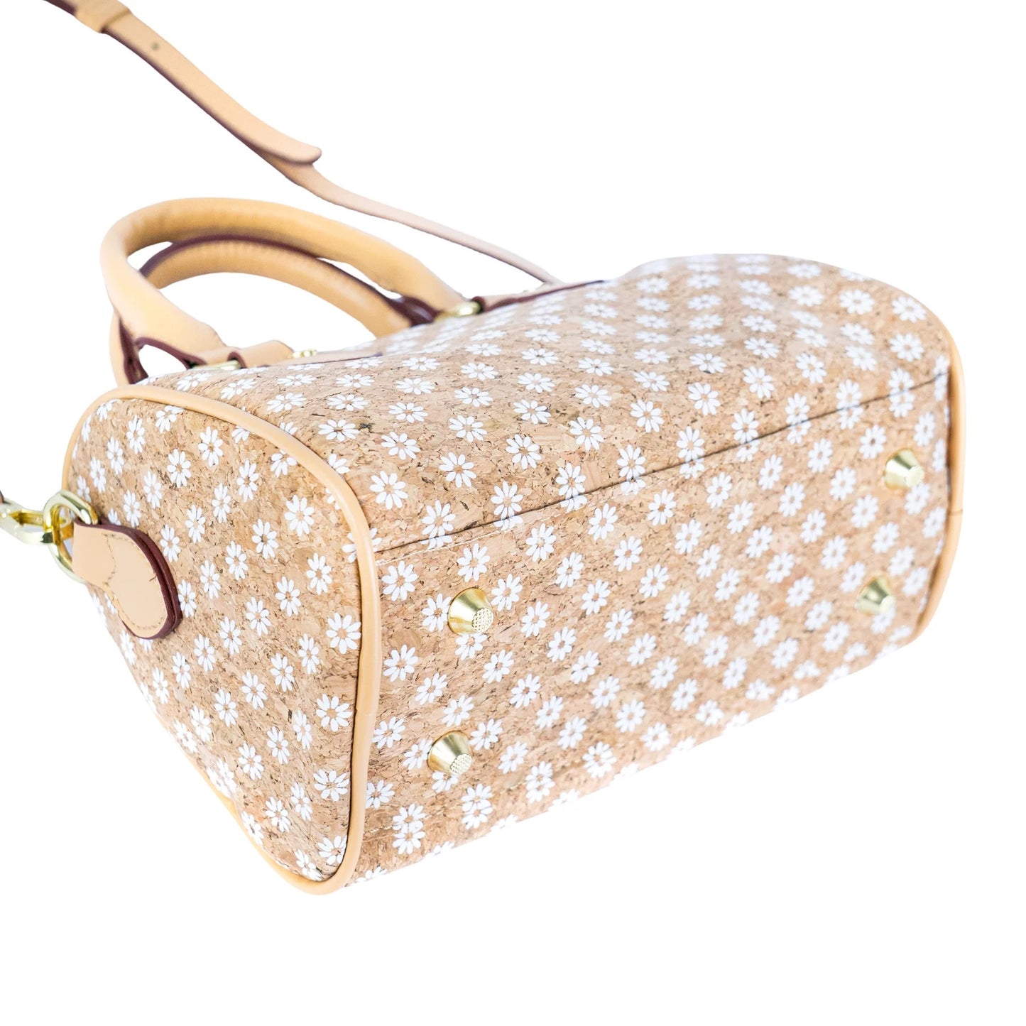 Damen Henkeltasche aus Kork Vegan Leder Barrel Bowler