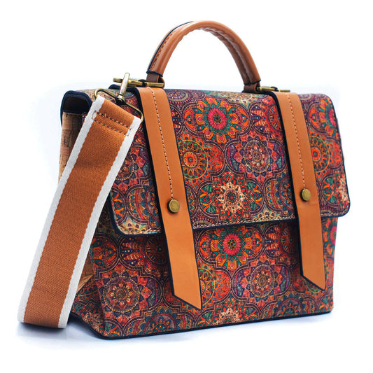 DeCarbonize Kork Handtasche Damen Mini Kurier Vintage-Design, Crossbody, Henkeltasche Vegan Leder Nachhaltig