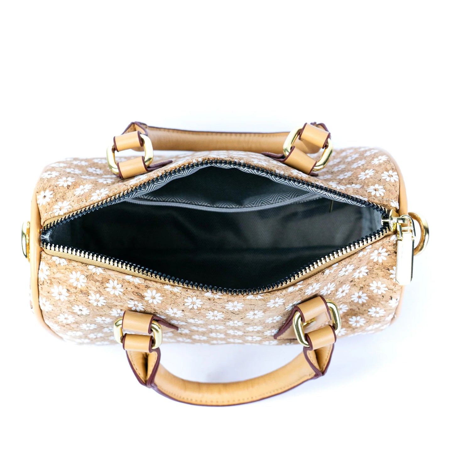 Damen Henkeltasche aus Kork Vegan Leder Barrel Bowler