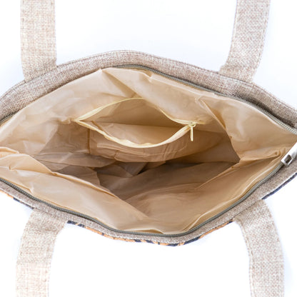 Handtasche aus Kork Damen Shopper Schultertasche Gross Nachhaltig Vegan Leder Canvas Totebag Tragetasche Strandtasche Korktasche