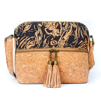 Kaffee-Kork Fusion – Crossbody Handtasche aus Kork mit Tassel