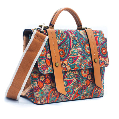 DeCarbonize Kork Handtasche Damen Mini Kurier Vintage-Design, Crossbody, Henkeltasche Vegan Leder Nachhaltig