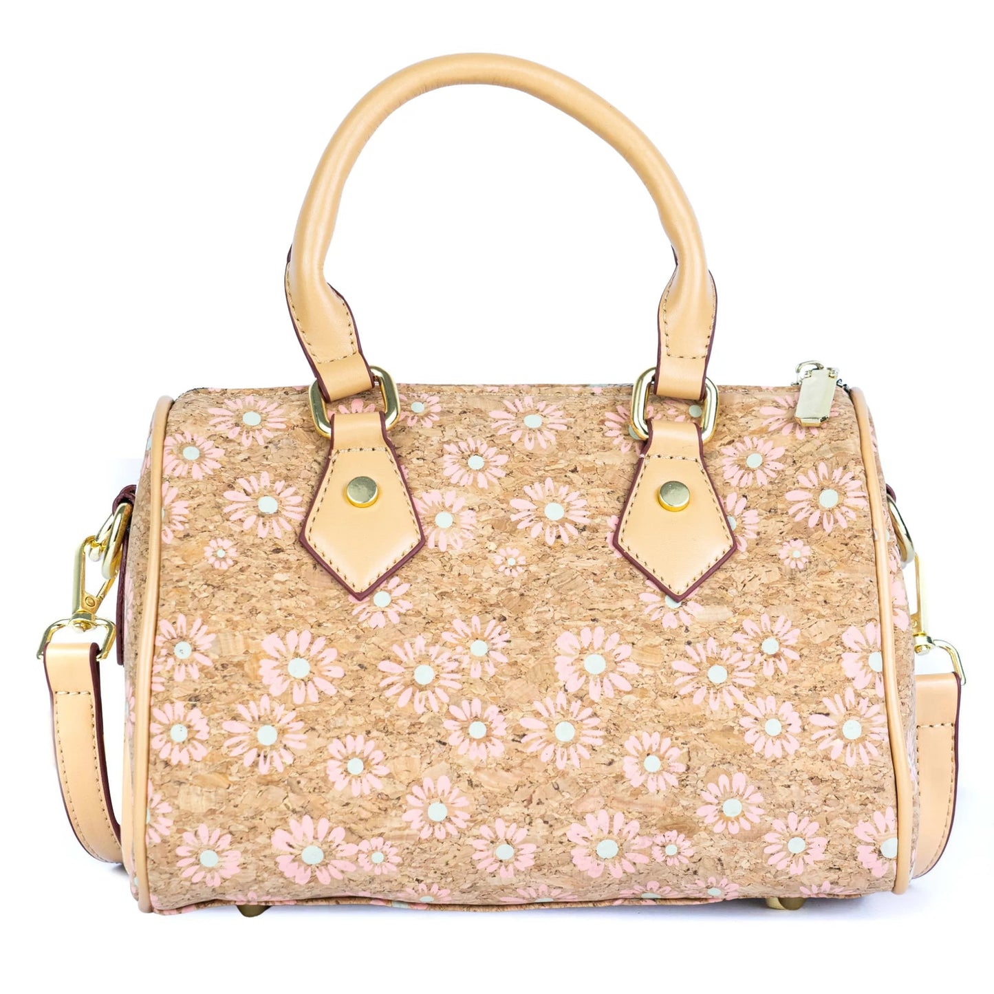 Damen Henkeltasche aus Kork Vegan Leder Barrel Bowler