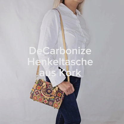 Damen Henkeltasche aus Kork Vegan Leder Barrel Bowler