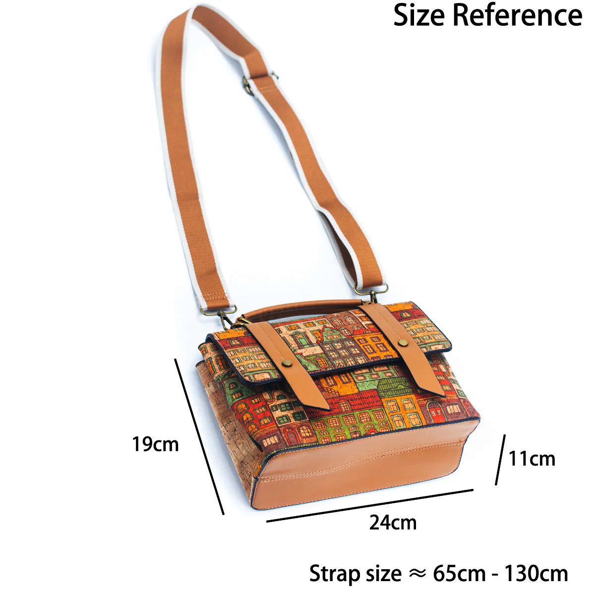 DeCarbonize Kork Handtasche Damen Mini Kurier Vintage-Design, Crossbody, Henkeltasche Vegan Leder Nachhaltig