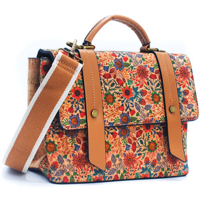 DeCarbonize Kork Handtasche Damen Mini Kurier Vintage-Design, Crossbody, Henkeltasche Vegan Leder Nachhaltig