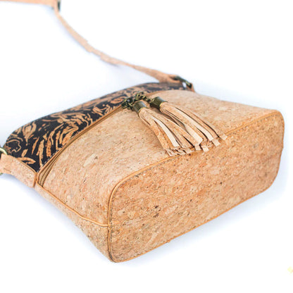 Kaffee-Kork Fusion – Crossbody Handtasche aus Kork mit Tassel