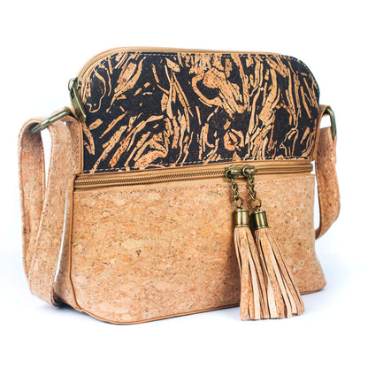 Kaffee-Kork Fusion – Crossbody Handtasche aus Kork mit Tassel
